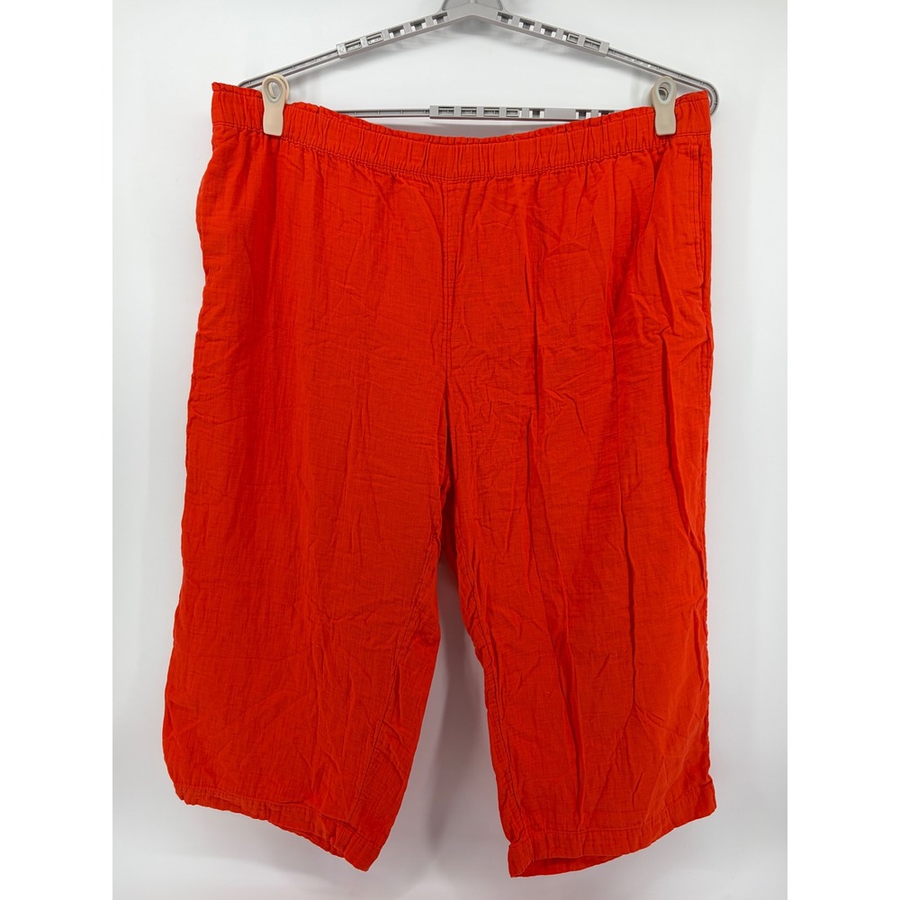Old Navy Womens 4X Orange Pants Wide Leg High Rise Gauze Comfort Waistband